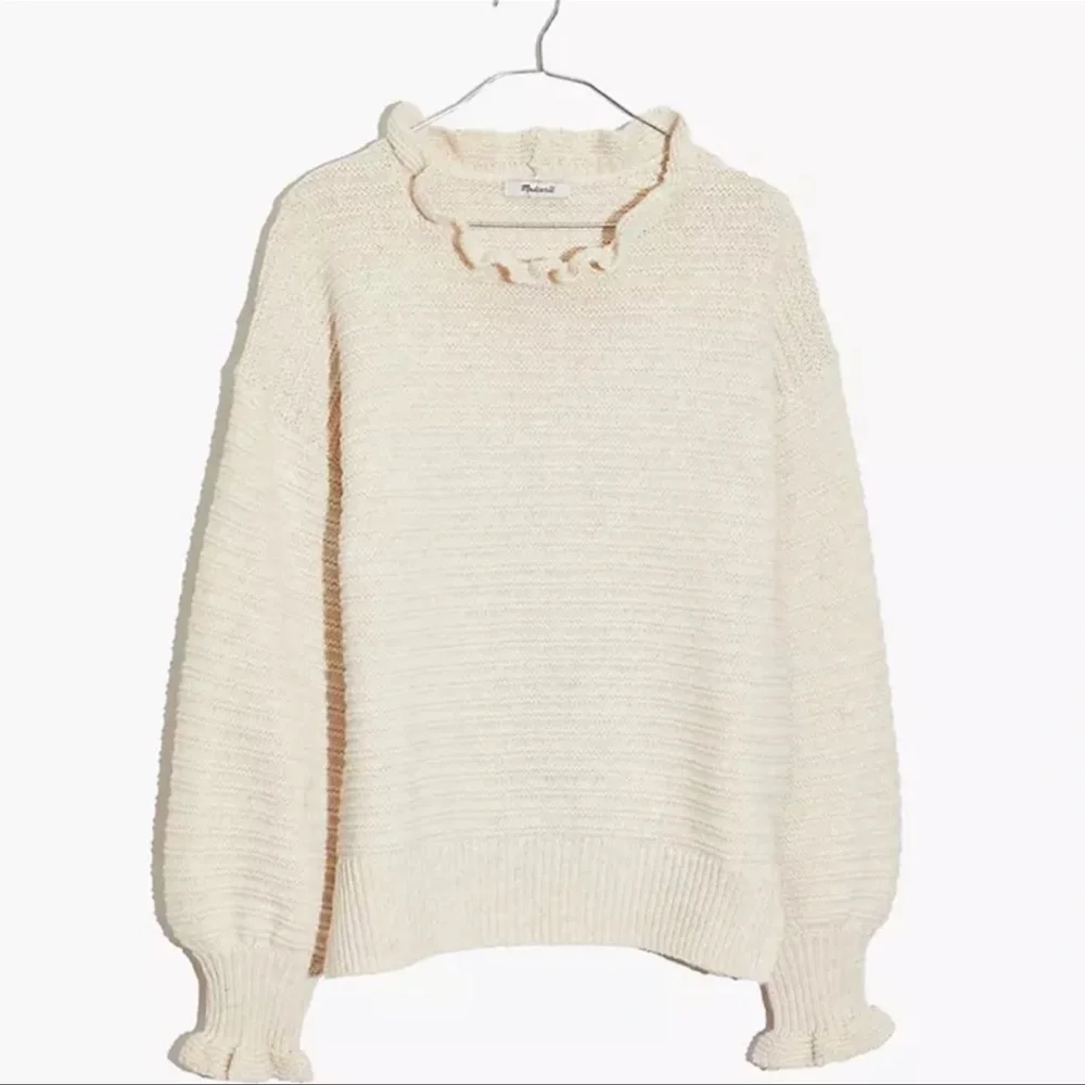 Madewell Ruffle-Neck Pullover Sweater in Cotton-Merino Yarn - Picture 9 of 10